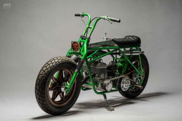 An overgrown mini-bike with a Yamaha snowmobile engine by MotoRelic