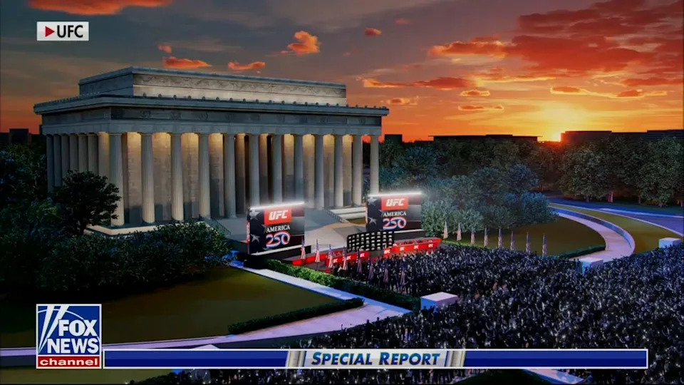Renderings of what a UFC event in front of the Lincoln Memorial might look like.
