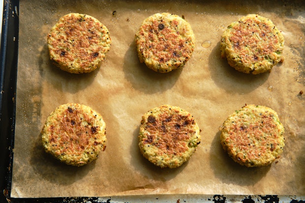 baked cabbage sliders on a sheetpan after baking