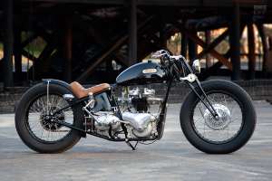 Vintage bobber built from Triumph, BSA and Yamaha parts